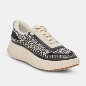 NWT Dolce Vita - DOLEN Knit / Suede Sneaker - Black / White